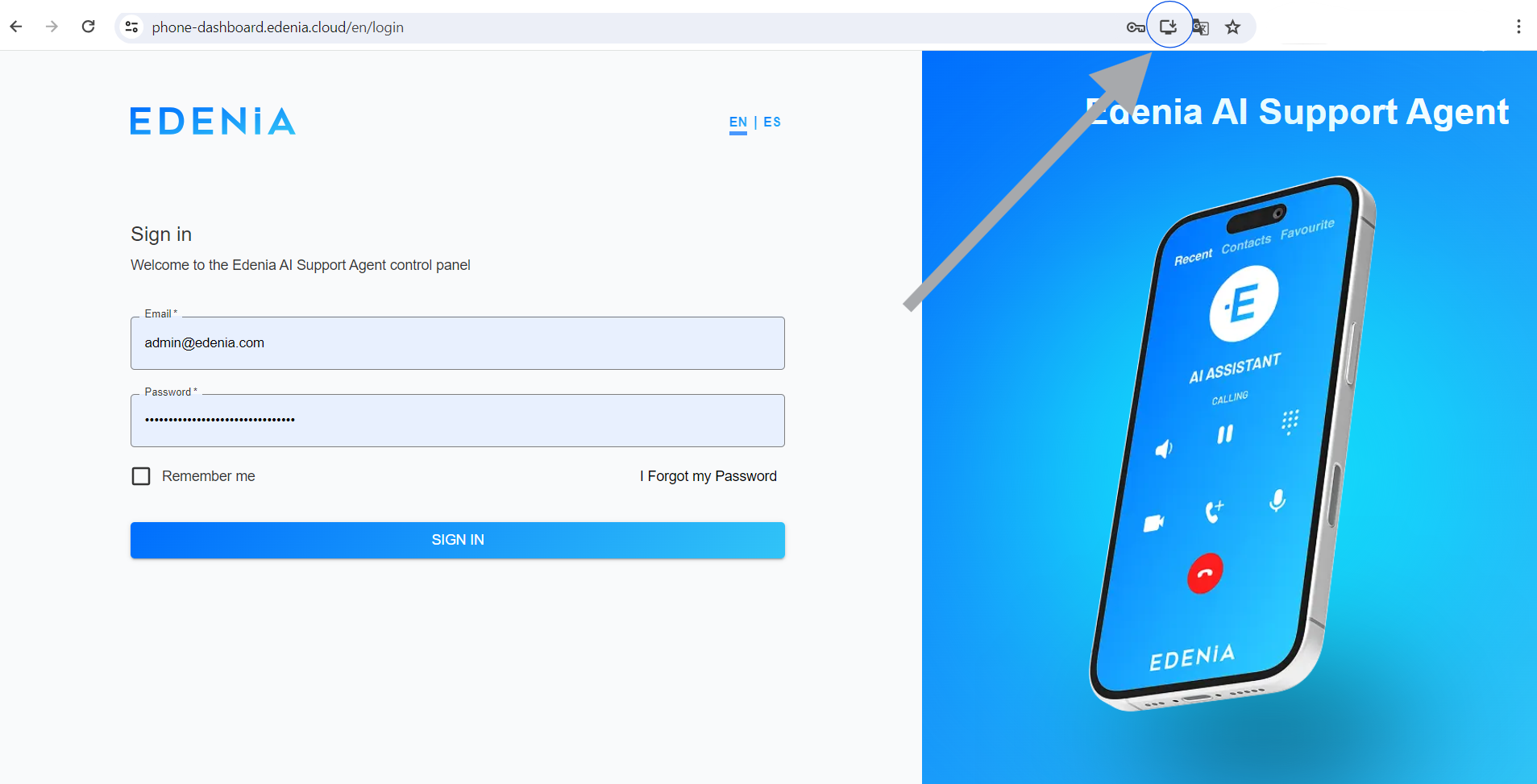 Instalación en escritorio
