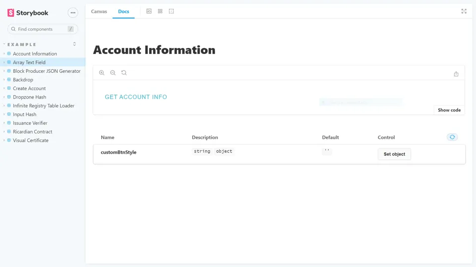 React Components for EOSIO screenshot preview 1