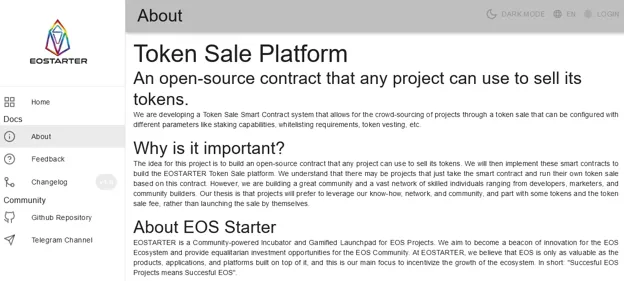 EOS Token Sale Platform screenshot preview 2