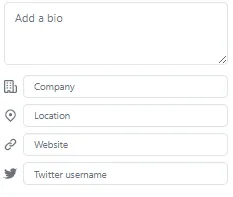 Form to add the personal information on GitHub